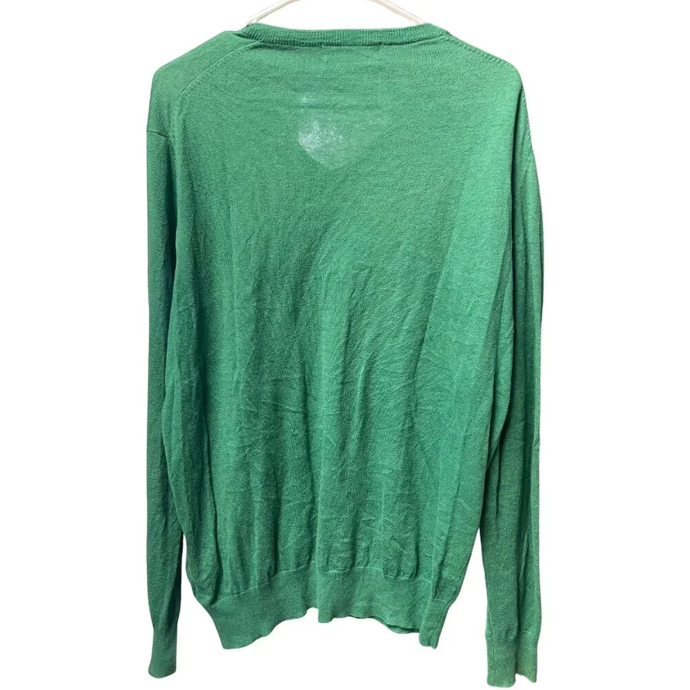 Masters Collection Green V-Neck Sweater Medium Cotton Cashmere Blend - Picture 2 of 5